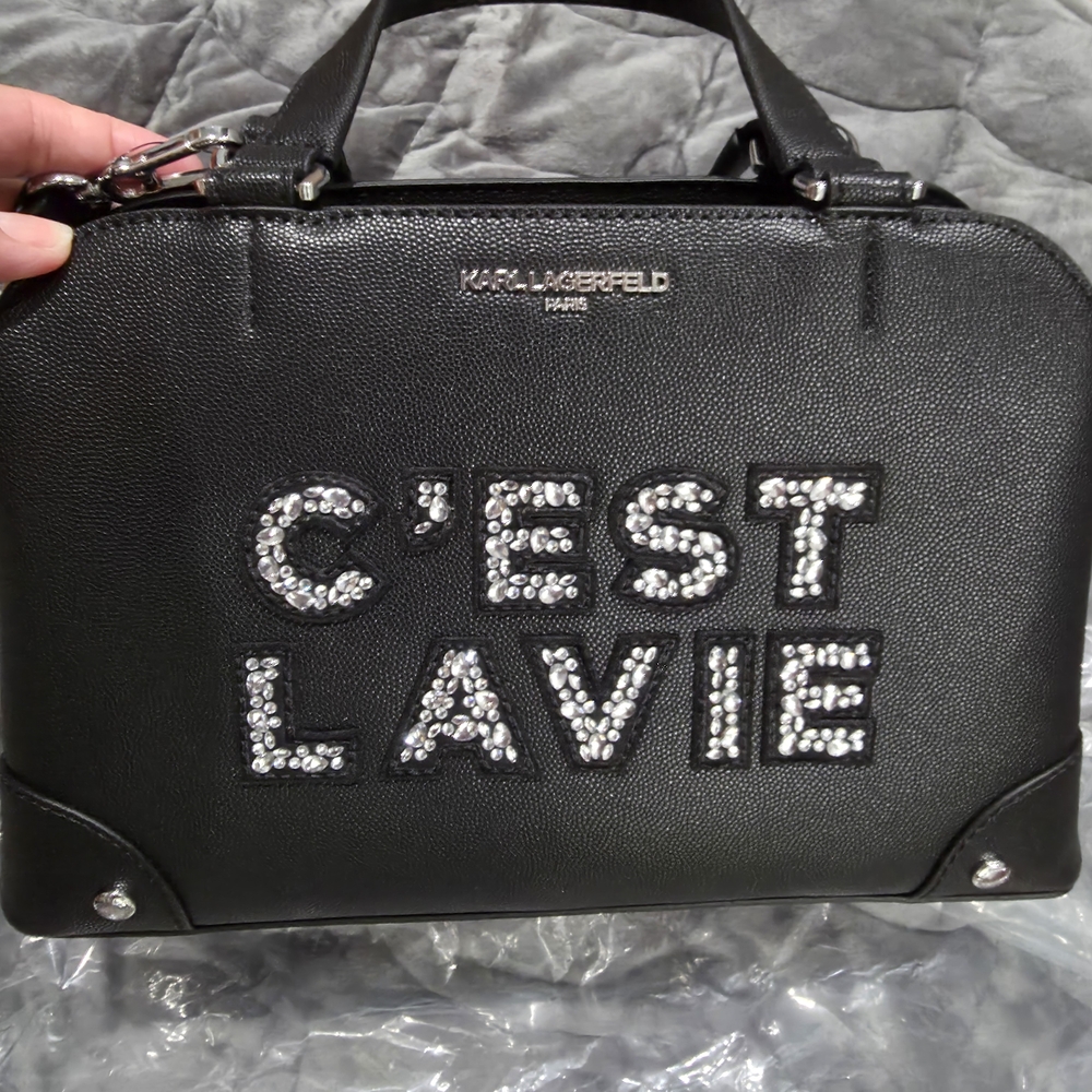 Karl Lagerfeld Black 'C'est La Vie' Satchel